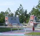 Young Bregenz boys using skateboard park