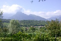 Fertile valley in Italian Alps foothills Fertile valley in Italian Alps foothills
