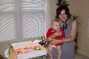 Time for the cake - to cut by Maddie with help from mom Lindsay Time for the cake - to cut by Maddie with help from mom Lindsay