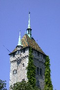 Colorful tiles on Zurich church