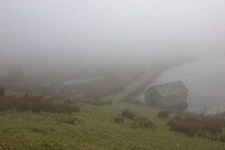 Mist shrouded reservoir