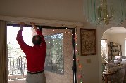 A string of lights goes up A string of lights goes up
