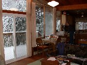 Fresh snow greeted us in the morning - and still falling