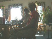 Paul and Kitty enjoying pot of tea after lunch