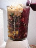 Grape juice being added and then blending will begin Grape juice being added and then blending will begin