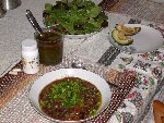 Lentil-Black Bean Vegetable Stew topped with lots of fresh parsley
