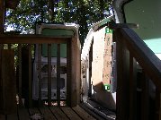 The rental step-in van is ready for unloading at cottage back porch