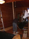Hammering the support post in place