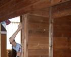 Support points at bedroom end of wall had to be freed up - nails sawed through