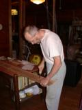 Paul created notches in each of the two end support posts for the beam