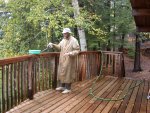 Scrubbing the railing wet from rain made it easier Scrubbing the railing wet from rain made it easier