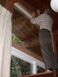 Smaller dresser from our bedroom served as scaffold for Paul