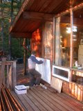 1-inch thick foam is installed in section where window and exterior plywood had been
