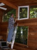 This oddly shaped casement window was the last one installed due to manufacturer's delay