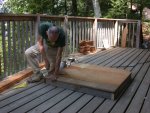 Previously joined plywood is screwed to frame