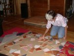 Penciled in pattern is same size & shape of hearth behind Kitty