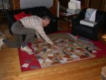 Paul got into the act of fitting tile pieces to fit by size and color