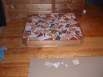 Tiles cemented down with 4 from template pattern left over