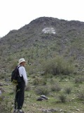 Paul at the foot of painted 'CG' peak