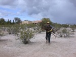 Walking the longer pieces to their destination is more efficient than using wheelbarrow